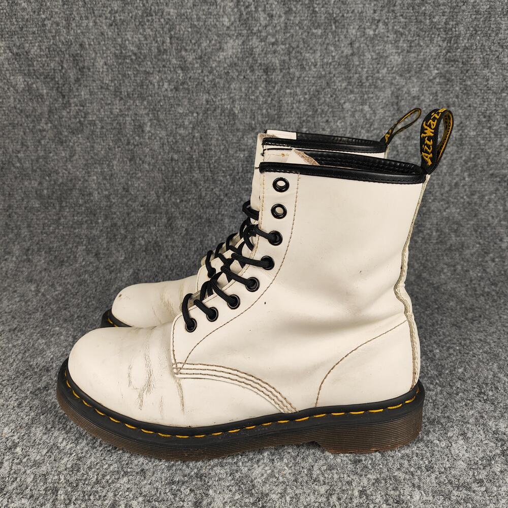 Dr. Martens Boots Womens Size 8 White Leather 1460 Lace Up Combat Ankle EU39